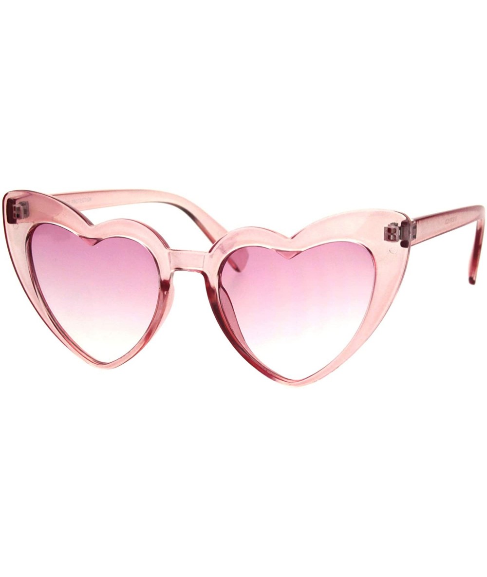 Oversized Womens Oversized Cateye Heart Shape Sunglasses Translucent Colors UV 400 - Pink - CD18O8UU3UC $20.27