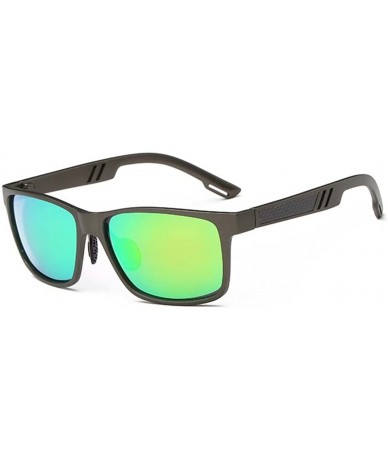 Goggle Men 's Polarized Sunglasses Retro Color Film Sunglasses - Gray Frame Green Color Lens - CR185O5TAU4 $49.17