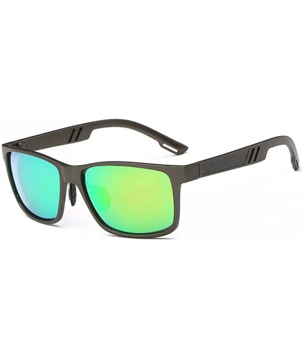 Goggle Men 's Polarized Sunglasses Retro Color Film Sunglasses - Gray Frame Green Color Lens - CR185O5TAU4 $49.17