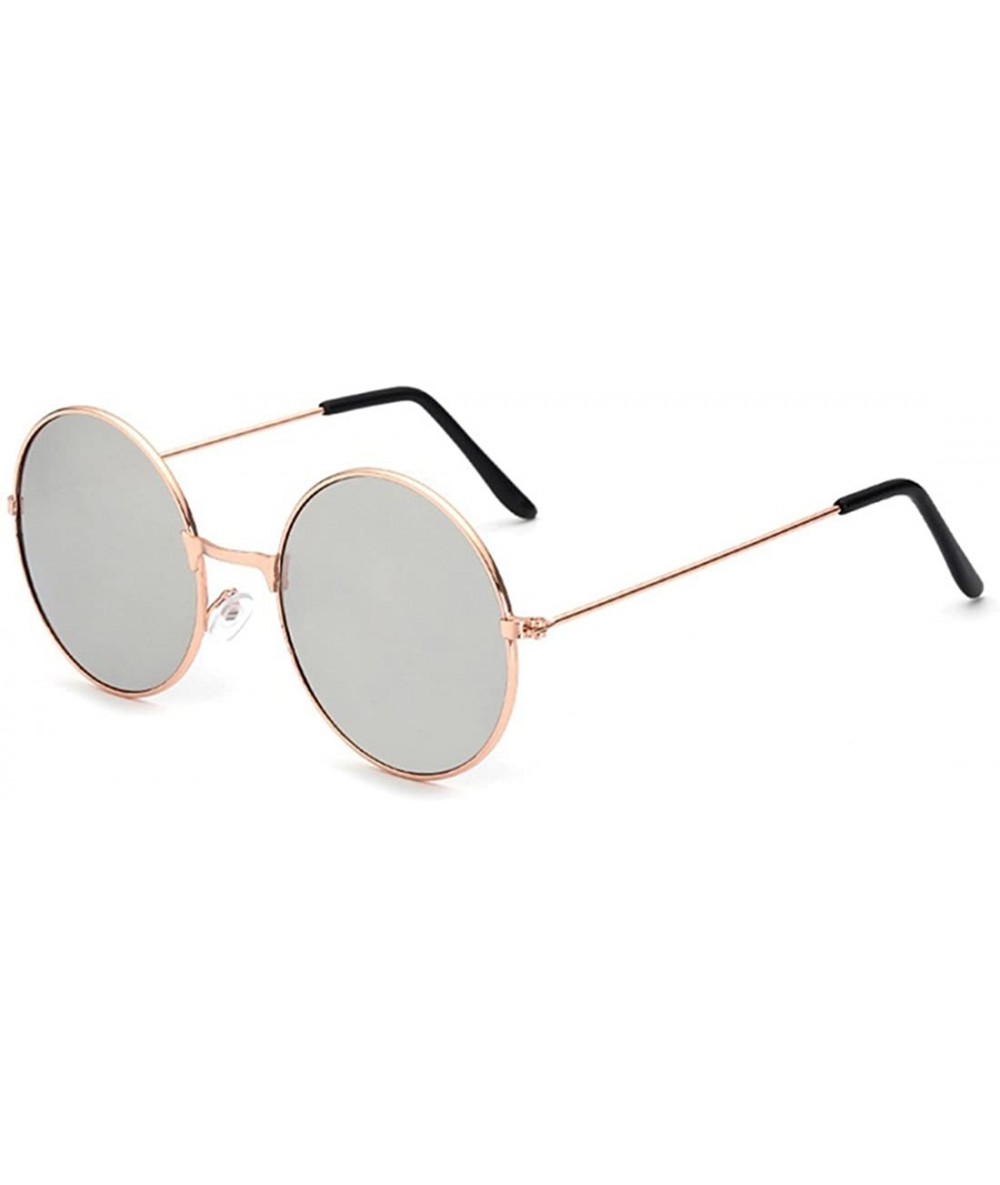 Round New Multi Mirror Sunglasses Women Unisex Men Round Sun Glasses UV400 Protection Female - Silver - CQ17WZ9YDG7 $15.34