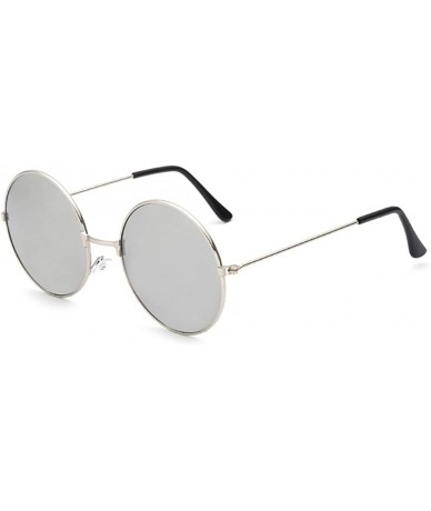 Round New Multi Mirror Sunglasses Women Unisex Men Round Sun Glasses UV400 Protection Female - Silver - CQ17WZ9YDG7 $15.34