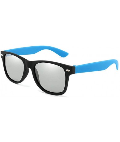 Square Fashion Classic Men's Square Frame Discoloration Polarized Sunglasses Ultra light - Blue - CN18XDN8O2A $26.16