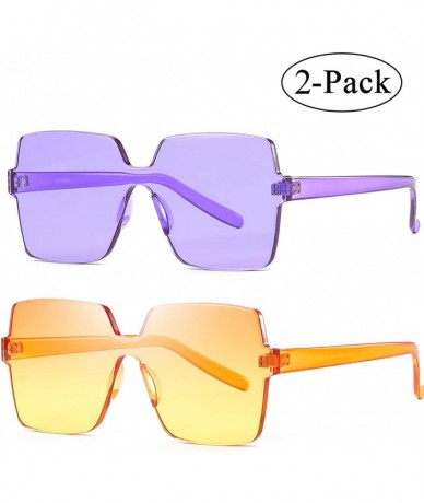 Sport Oversized Square Candy Colors Glasses Rimless Frame Unisex Sunglasses Elton John - 03blue-green-pink/Purple - C618H0HU8...