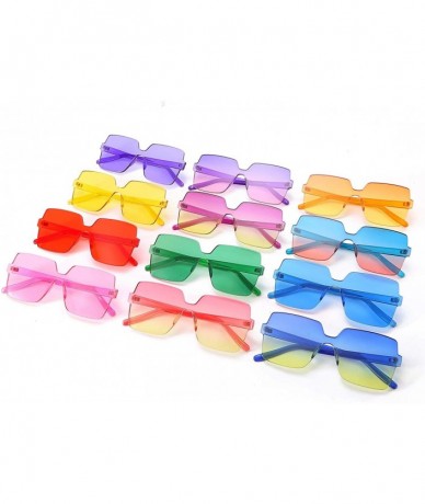 Sport Oversized Square Candy Colors Glasses Rimless Frame Unisex Sunglasses Elton John - 03blue-green-pink/Purple - C618H0HU8...