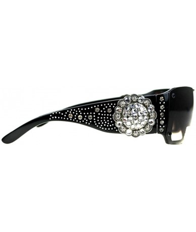 Rectangular Concho Womens Western Bling Sunglasses with Case Black - CW18S7O7EH4 $49.57