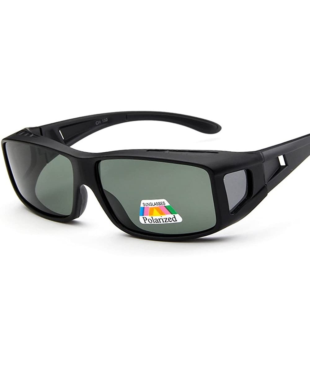 Sport Men's Rectangular Sports Polarized Sunglasses 100% UV Protection - Mat Black - CS18E7RQN3R $23.62