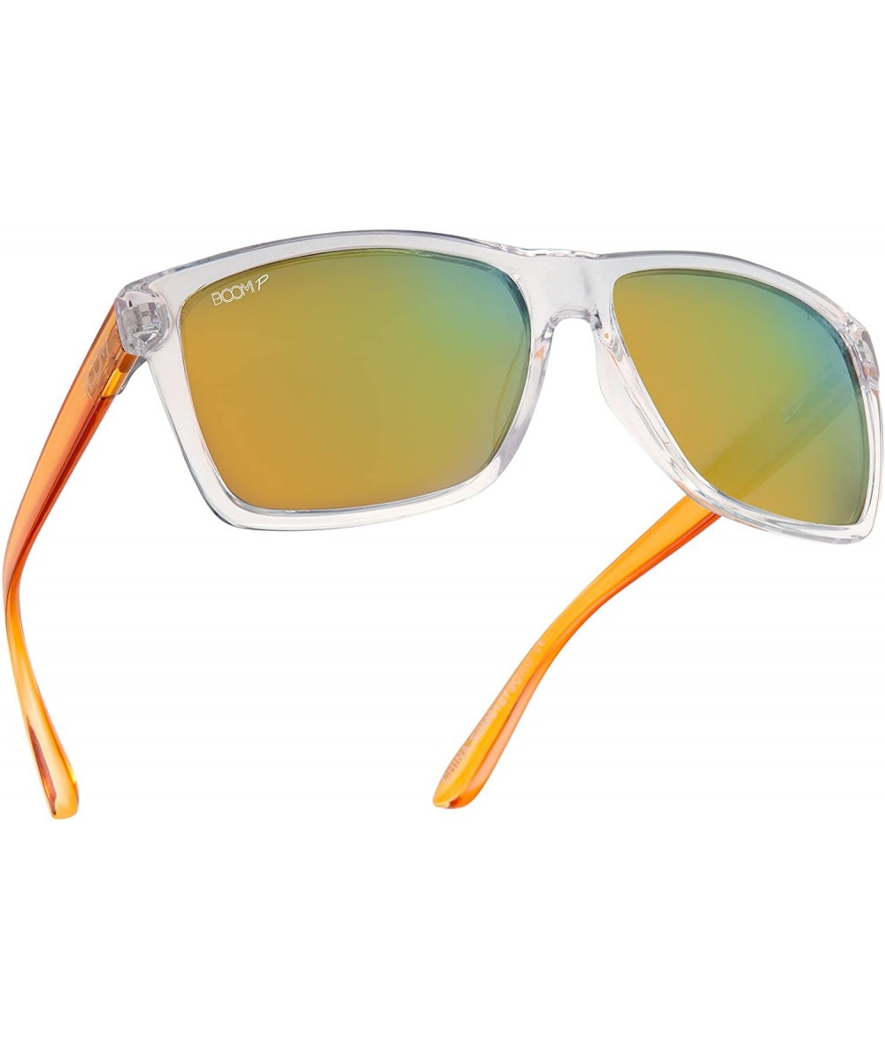 Rectangular Surge Polarized Sunglasses by Dimensional Optics - Agent Orange - C218D465625 $39.22