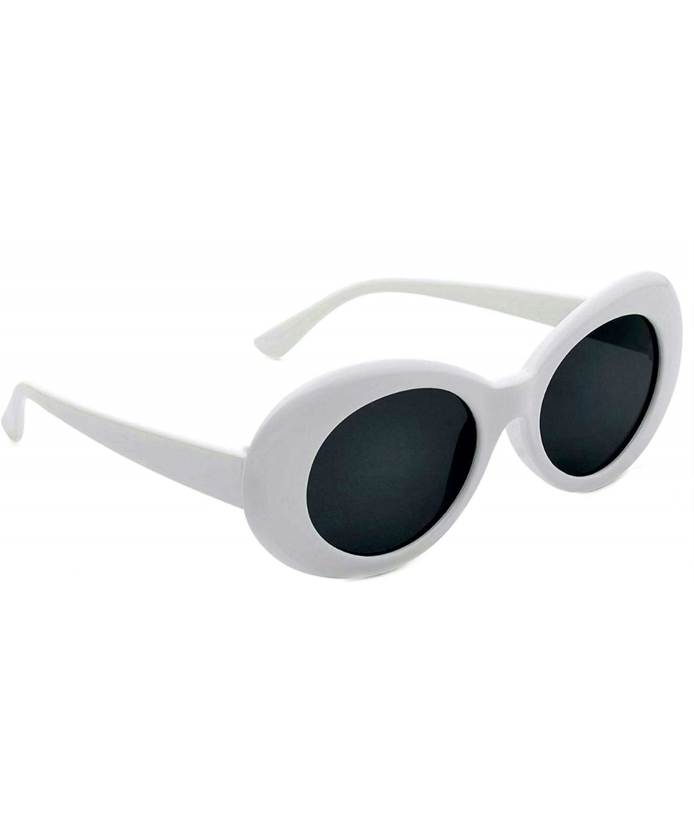 Goggle Oval Round Retro Sunglasses Color Tint or Smoke Lenses - 1 White- Smoke - C5187W3NU27 $17.23