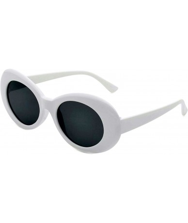 Goggle Oval Round Retro Sunglasses Color Tint or Smoke Lenses - 1 White- Smoke - C5187W3NU27 $17.23