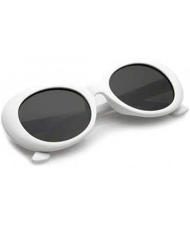 Goggle Oval Round Retro Sunglasses Color Tint or Smoke Lenses - 1 White- Smoke - C5187W3NU27 $17.23