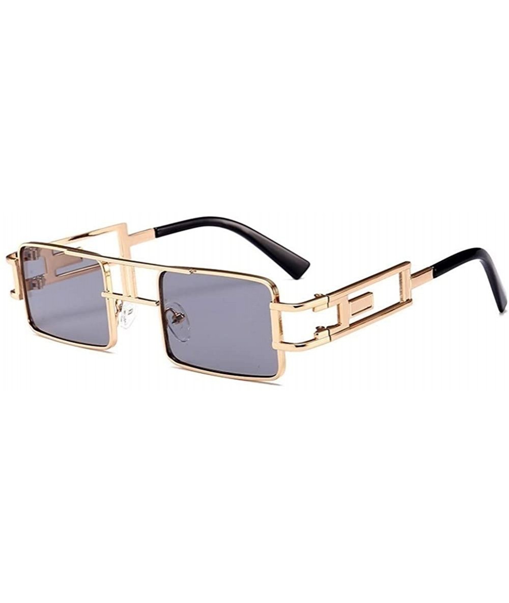 Square Hollow Legs Square Sunglasses for Women and Men Small Size Alloy Frame Sun Glasses UV400 - C1 Gold Gray - CQ198G9ORTW ...