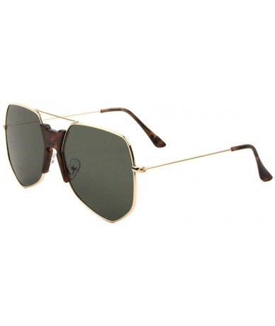 Shield Thick Plastic Nose Shield Thin Rim Geometric Aviator Sunglasses - Green Demi - CL190MYO5GY $25.67