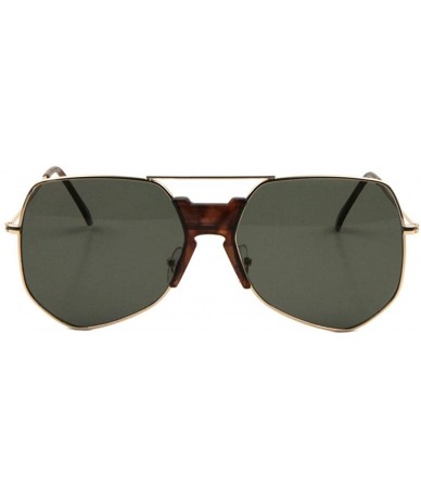 Shield Thick Plastic Nose Shield Thin Rim Geometric Aviator Sunglasses - Green Demi - CL190MYO5GY $25.67