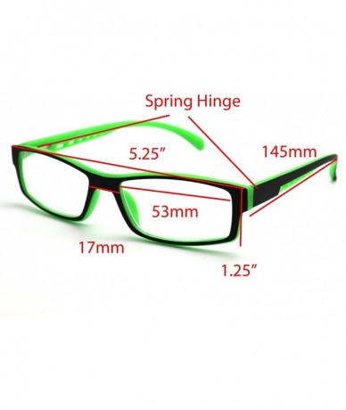 Rectangular Soft Matte Black w/ 2 Tone Reading Glasses Spring Hinge 0.74 Oz - Matte Black Green - CD12C215KPB $35.47