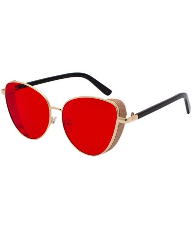 Rectangular Unisex Retro Style Polarized Sunglasses Sports Mirrored Military Glasses for Men Women - Red - CD18X7HCZ4Q $18.07