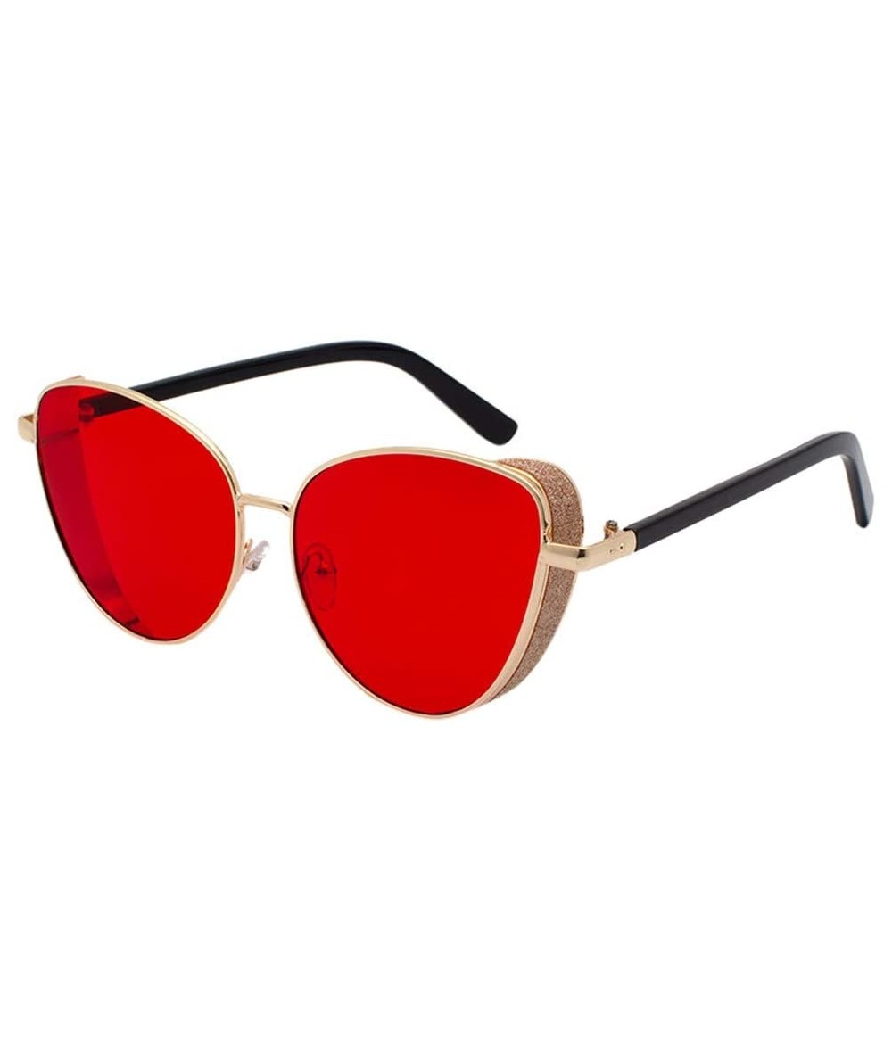 Rectangular Unisex Retro Style Polarized Sunglasses Sports Mirrored Military Glasses for Men Women - Red - CD18X7HCZ4Q $18.07