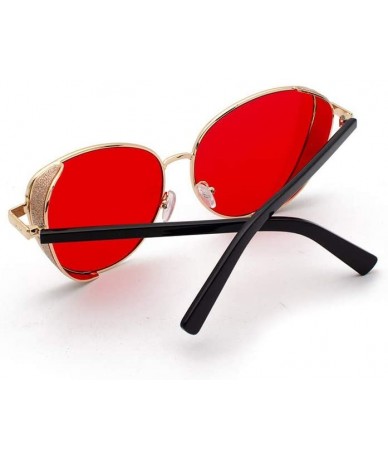 Rectangular Unisex Retro Style Polarized Sunglasses Sports Mirrored Military Glasses for Men Women - Red - CD18X7HCZ4Q $18.07