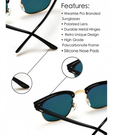 Wayfarer Classic Half Frame Polarized Semi-Rimless Rimmed Sunglasses - Tortoise Frame / Gold Rim / Mirror Blue Lens - CJ12EF9...