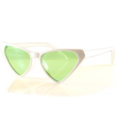 Cat Eye Color Tinted Smoke Lens Triangular Slim Foxy Cat-eye Sunglasses A150 - White/ Green Tint - C918CLQYAL9 $21.63