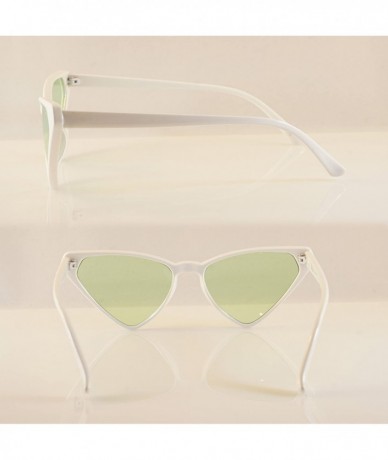 Cat Eye Color Tinted Smoke Lens Triangular Slim Foxy Cat-eye Sunglasses A150 - White/ Green Tint - C918CLQYAL9 $21.63