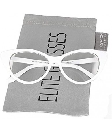 Oval Retro Sexy Women Eyeglasses Frame Fashion Cat Eye Clear Lens ladies Eye Glasses - White and Red - CV18NZ2OHGQ $28.50