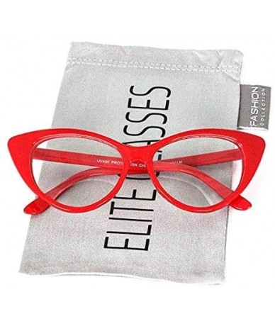 Oval Retro Sexy Women Eyeglasses Frame Fashion Cat Eye Clear Lens ladies Eye Glasses - White and Red - CV18NZ2OHGQ $28.50