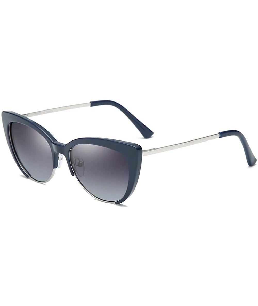 Wrap Women's Cat Eye Lightweight Modern Polarized Polycarbonate Metal UV400 Protection Sunglasses - CJ18ESMLKMC $28.77