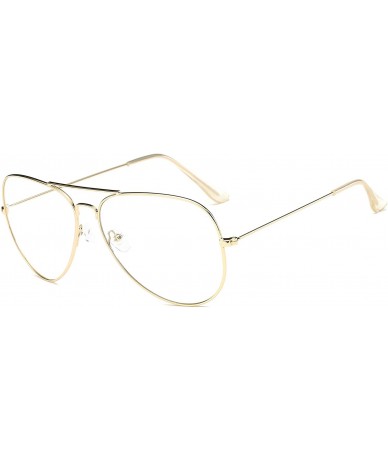 Aviator Non Prescription Premium Clear Aviator Glasses Silver Frame Fashion Eye Glasses - Matte Gold - C6182Q84GC2 $18.24