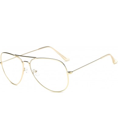 Aviator Non Prescription Premium Clear Aviator Glasses Silver Frame Fashion Eye Glasses - Matte Gold - C6182Q84GC2 $18.24