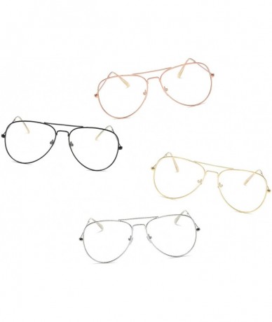 Aviator Non Prescription Premium Clear Aviator Glasses Silver Frame Fashion Eye Glasses - Matte Gold - C6182Q84GC2 $18.24