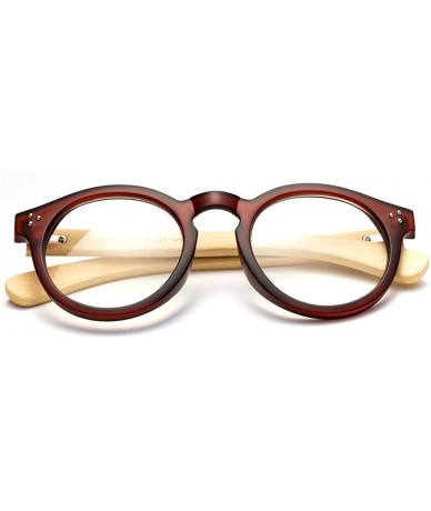 Square "Peak" Bamboo Round Modern Design Fashion Clear Lens Glasses - Brown/ Light Brown - CD12L9HCTRB $18.67