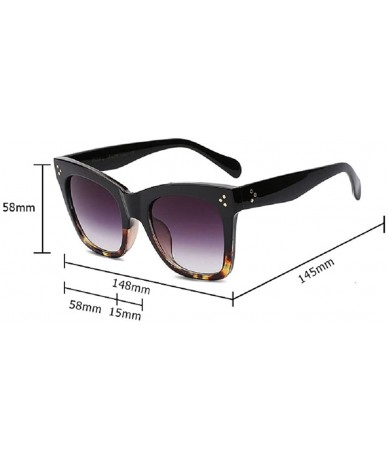 Cat Eye 2020 Fashion Square Sunglasses Women Cat Eye Big Black Leopard Smoke - CZ18D6YKT2U $30.75