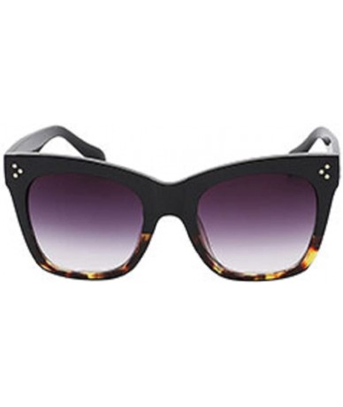 Cat Eye 2020 Fashion Square Sunglasses Women Cat Eye Big Black Leopard Smoke - CZ18D6YKT2U $30.75