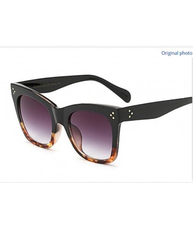 Cat Eye 2020 Fashion Square Sunglasses Women Cat Eye Big Black Leopard Smoke - CZ18D6YKT2U $30.75