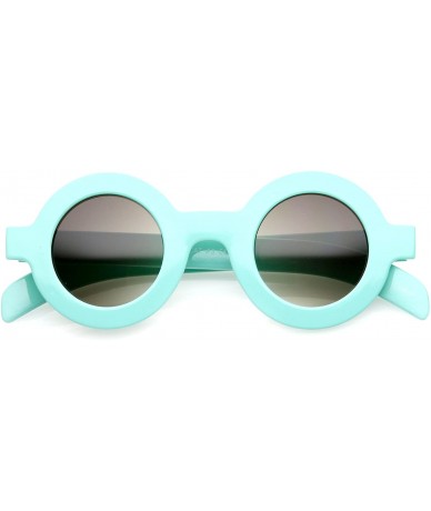 Round Retro Fashion Bold Frame Horned Rim Round Circle Sunglasses (Blue/Lavender) - CQ12NSWCZU0 $17.66