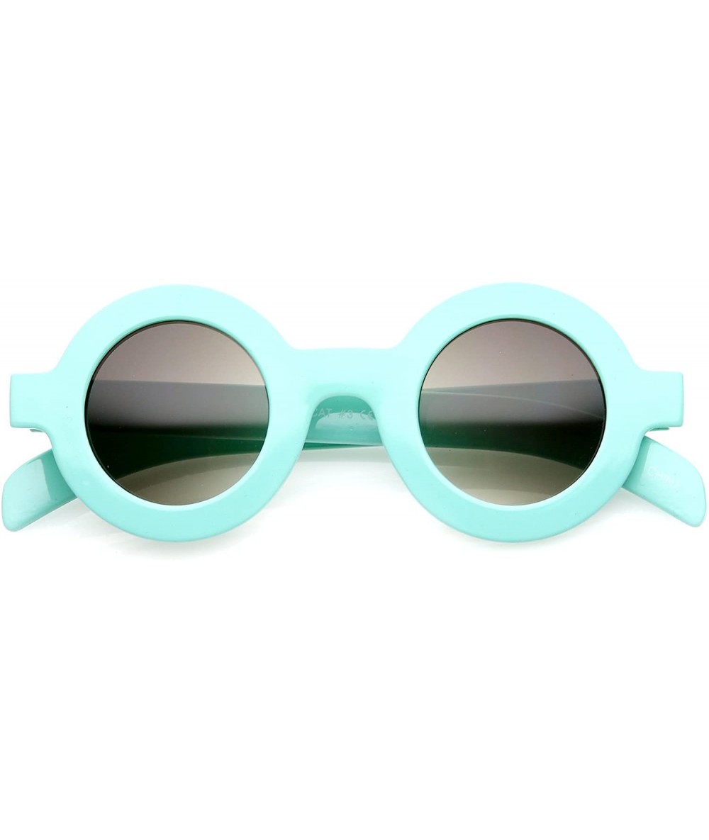 Round Retro Fashion Bold Frame Horned Rim Round Circle Sunglasses (Blue/Lavender) - CQ12NSWCZU0 $17.66