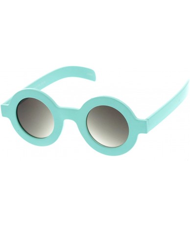 Round Retro Fashion Bold Frame Horned Rim Round Circle Sunglasses (Blue/Lavender) - CQ12NSWCZU0 $17.66