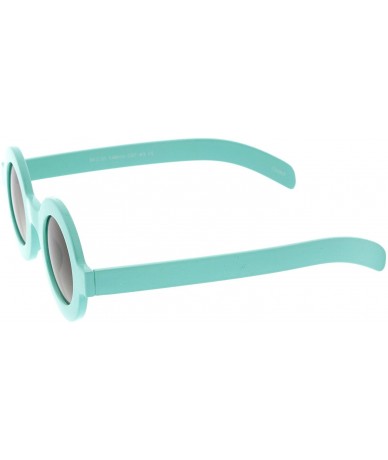 Round Retro Fashion Bold Frame Horned Rim Round Circle Sunglasses (Blue/Lavender) - CQ12NSWCZU0 $17.66