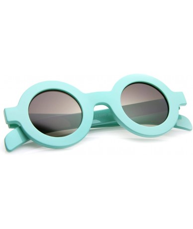 Round Retro Fashion Bold Frame Horned Rim Round Circle Sunglasses (Blue/Lavender) - CQ12NSWCZU0 $17.66