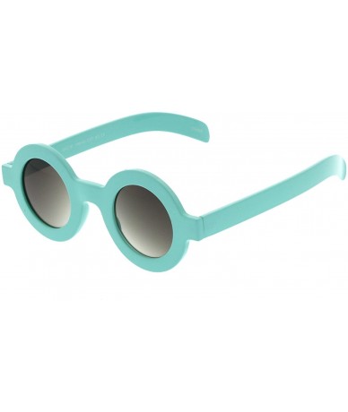 Round Retro Fashion Bold Frame Horned Rim Round Circle Sunglasses (Blue/Lavender) - CQ12NSWCZU0 $17.66