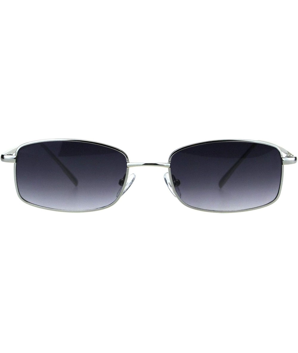 Rectangular Mens Narrow Rectangular Pimp Daddy Gold Metal Rim Sunglasses - Silver Smoke - CU18HD9TRT3 $23.10