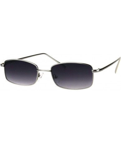 Rectangular Mens Narrow Rectangular Pimp Daddy Gold Metal Rim Sunglasses - Silver Smoke - CU18HD9TRT3 $23.10