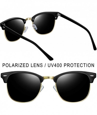 Rimless Semi Rimless Polarized Sunglasses Women Men Retro Brand Sun Glasses - Matte Black Frame Black Lens - CP12D0APYT9 $23.25