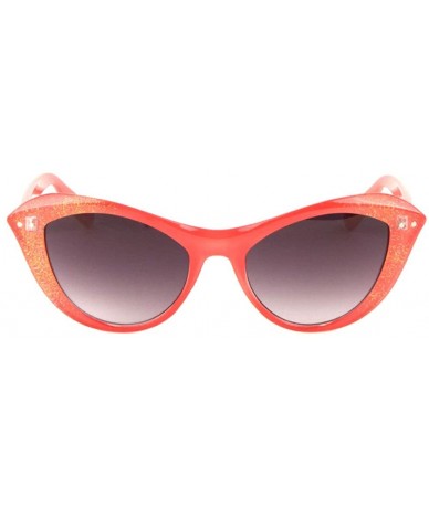 Cat Eye Budapest Crystal Glitter Retro Cat Eye Sunglasses - Red - CB198E96QQ3 $26.41