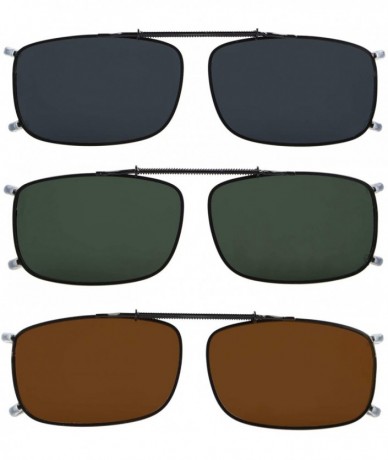 Rectangular Grey/Brown/G15 Lens 3-pack Clip-on Polarized Sunglasses 2 1/16" x1 5/16" - Mix - CS12NSFJ2W5 $31.72