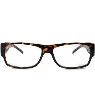 Rectangular Modern Stylish Rectangle Mens Womens Fashion Eye Glasses Frame - Tortoise - CP18ECET29E $22.14