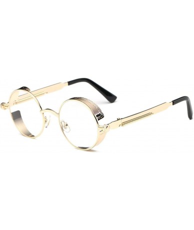 Aviator Vintage Steampunk Retro Metal Round Circle Frame Sunglasses - C15 clear Lens/Gold Frame - C61847Y6EU7 $27.07