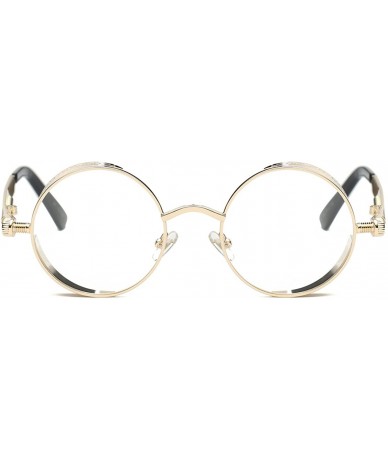 Aviator Vintage Steampunk Retro Metal Round Circle Frame Sunglasses - C15 clear Lens/Gold Frame - C61847Y6EU7 $27.07