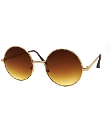 Round John Lennon Sunglasses Hippie Retro Round Frame Sunglasses P2012 (Gold-GradientBrown Lens) - C511E3CWTNT $19.49