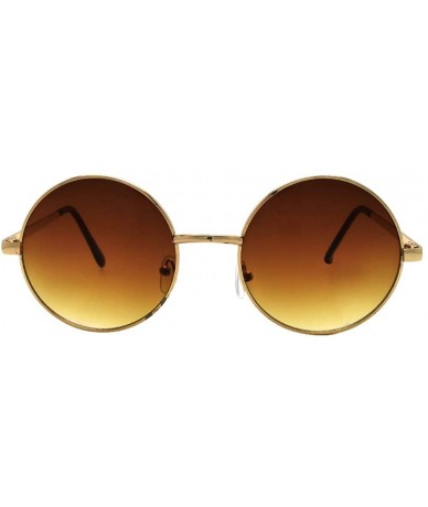 Round John Lennon Sunglasses Hippie Retro Round Frame Sunglasses P2012 (Gold-GradientBrown Lens) - C511E3CWTNT $19.49